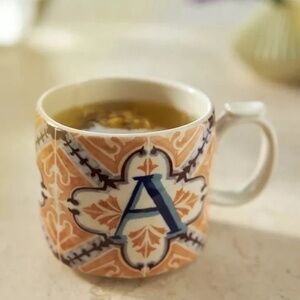 Anthropologie Mezze Monogram Tile Mug Letter A